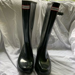 Glossy Black Hunter Boots